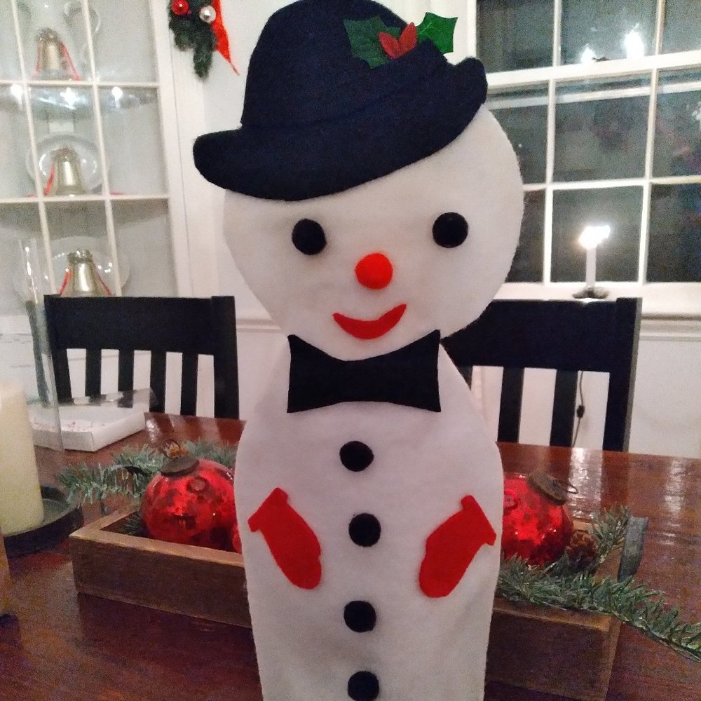Vintage Christmas Felt Snowman Bottle Cover - Super Cute!!